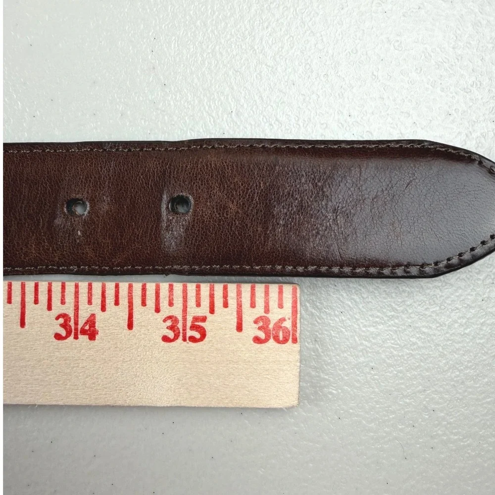 Brighton Brown Leather Belt Silver Tone Rope Keeper Vintage 1995 L 35609 Size 36